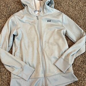 Under Armour womens gray fleece full zip hooded sweatshirt size medium